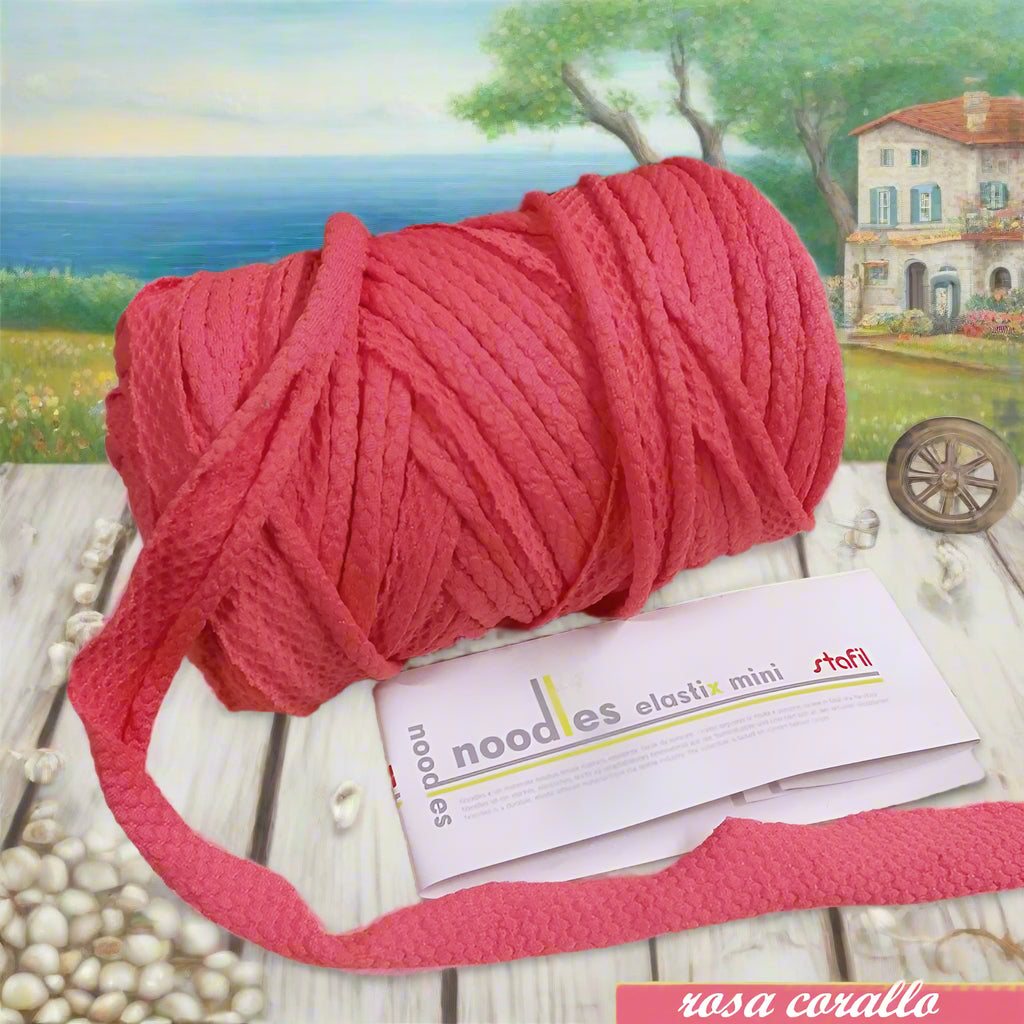 rosa corallo fettuccia borse uncinetto cotone nido d'ape elastico
