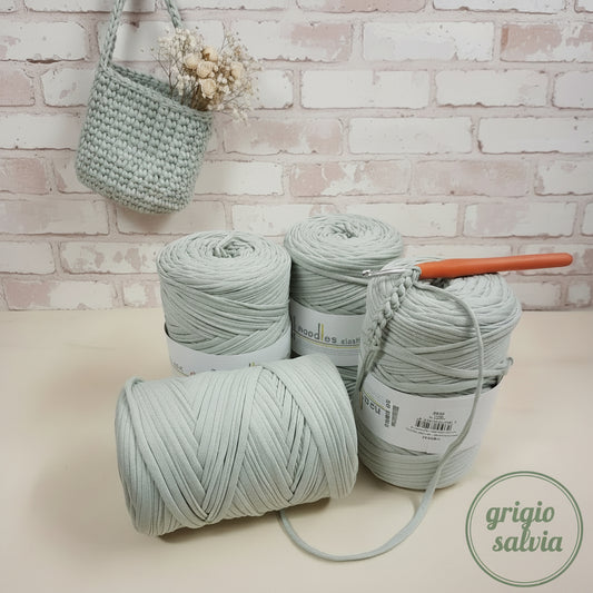 grigio salvia fettuccia cotone elastico per borse uncinetto cestini da parete con fiori secchi filato neutro minimal moderno
