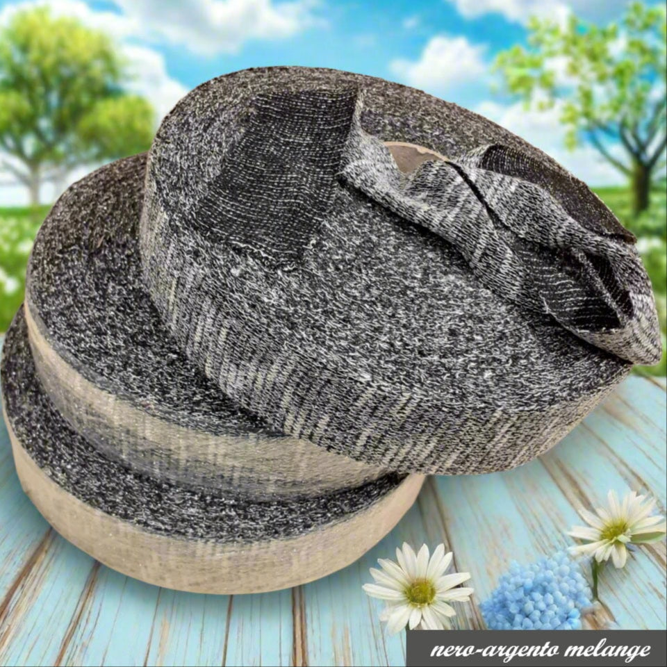 melange lustrini lycra nero argento brillantinata vetrina feste matrimonio pasqua lurex lamè fettuccia elasticizzata glitterata per uncinetto borse cestini packaging regalo