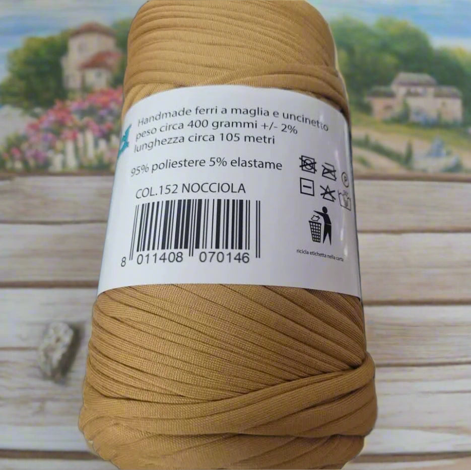 nocciola lycra soft fettuccia borse uncinetto merceria accessori servizio mas produttore PL4000 poliestere con elastane morbida uso crochet borse abbigliamento moda mare shopper spiaggia piscina cestini