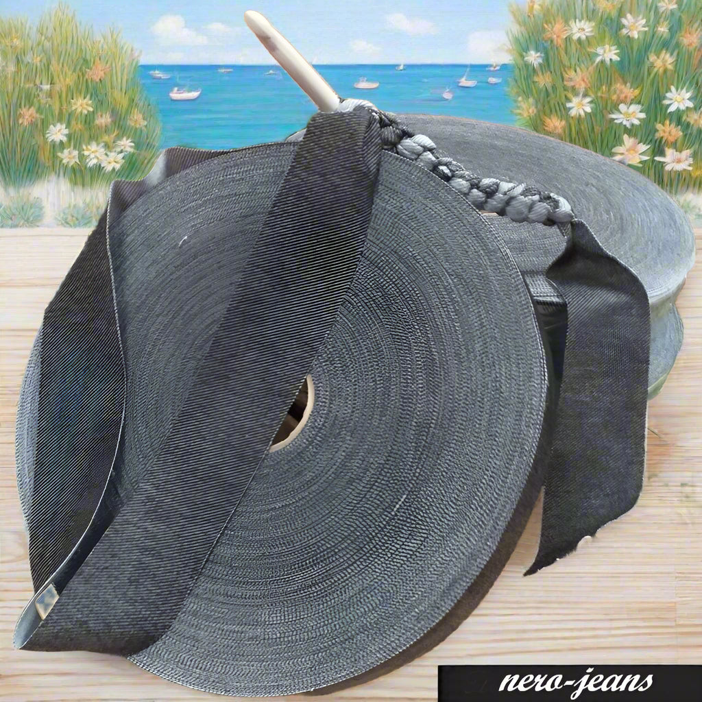 shop negozio vendita nero-jeans fettuccia di lycra elastica piatta per borse uncinetto cestini tappeti cuscini pochette clutch bags