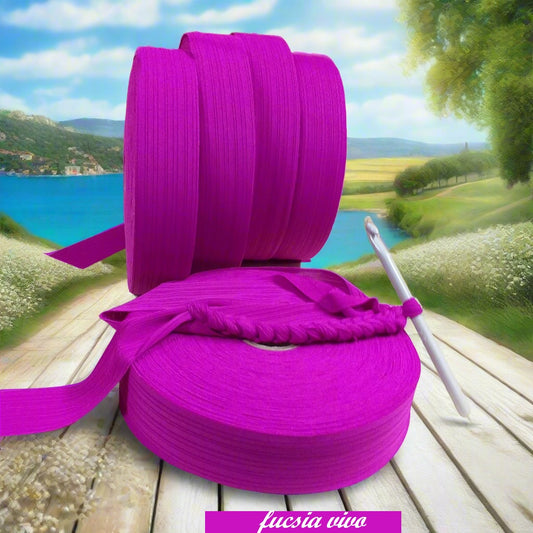 fucsia vivo lycra-soft pizza fettuccia borse uncinetto morbida sottile uso crochet bags clutch pochette sacca mare estive abbigliamento moda bustine spiaggia piscina