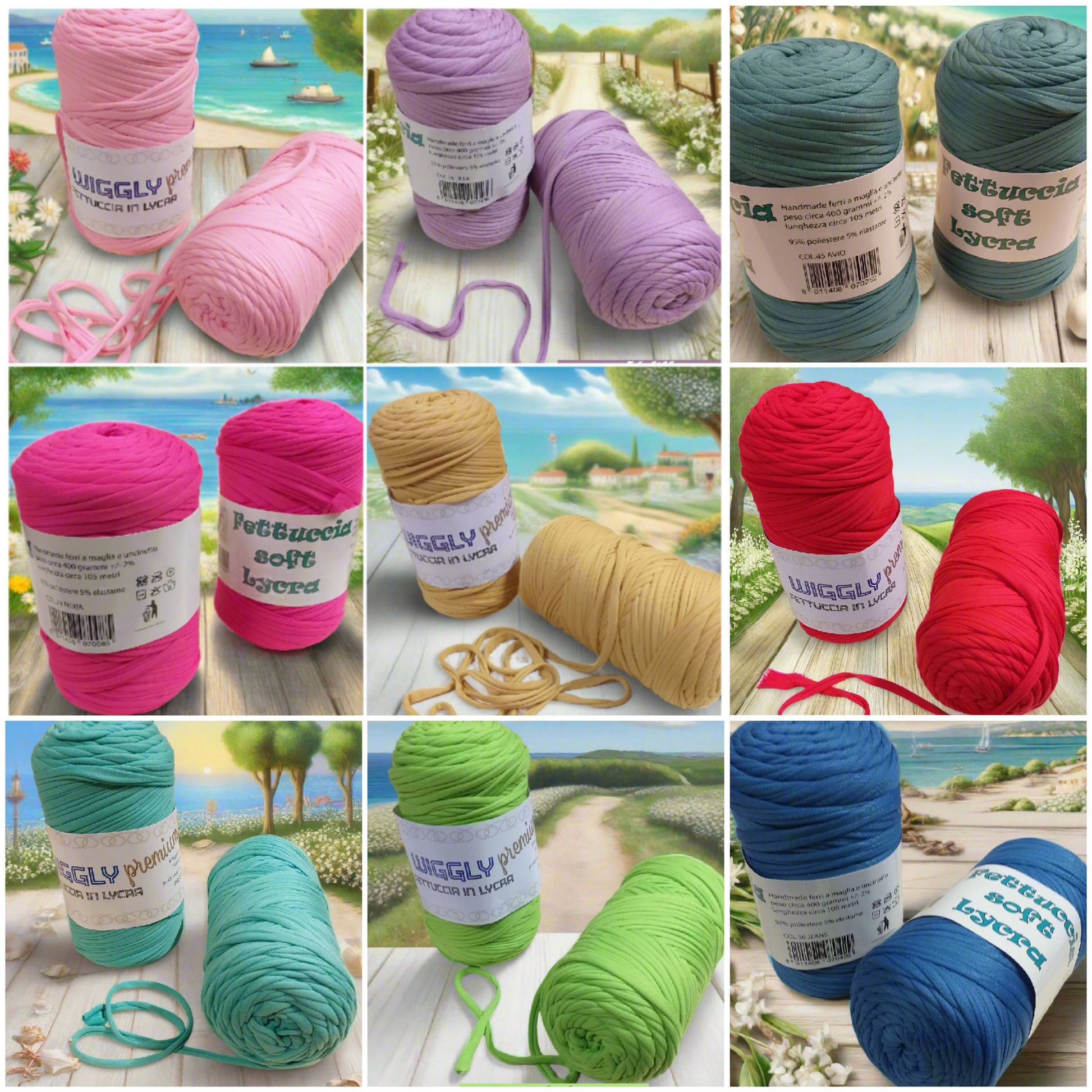 rosa lilla avio fucsia beige rosso tiffani-medio verde lime blu jeans novità crochet shop tinte lycra soft fettuccia borse uncinetto merceria accessori servizio mas produttore PL4000 cucirini tre stelle wiggly premium poliestere con elastane morbida uso crochet pochette clutch bags abbigliamento moda mare shopper cestini
