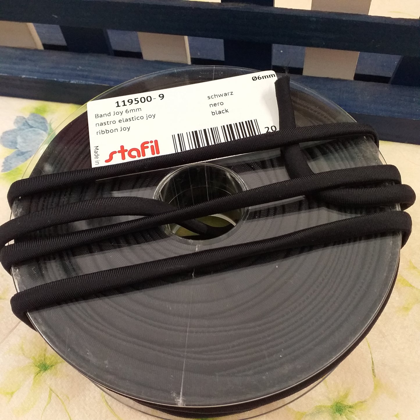 119500-9 band joy nastro elastico ribbon diametro 6 mm stafil fettuccia tubolare colore nero per braccialetti collane laccio cucito lycra elastane stretch elasticizzata per charms pandora-style
