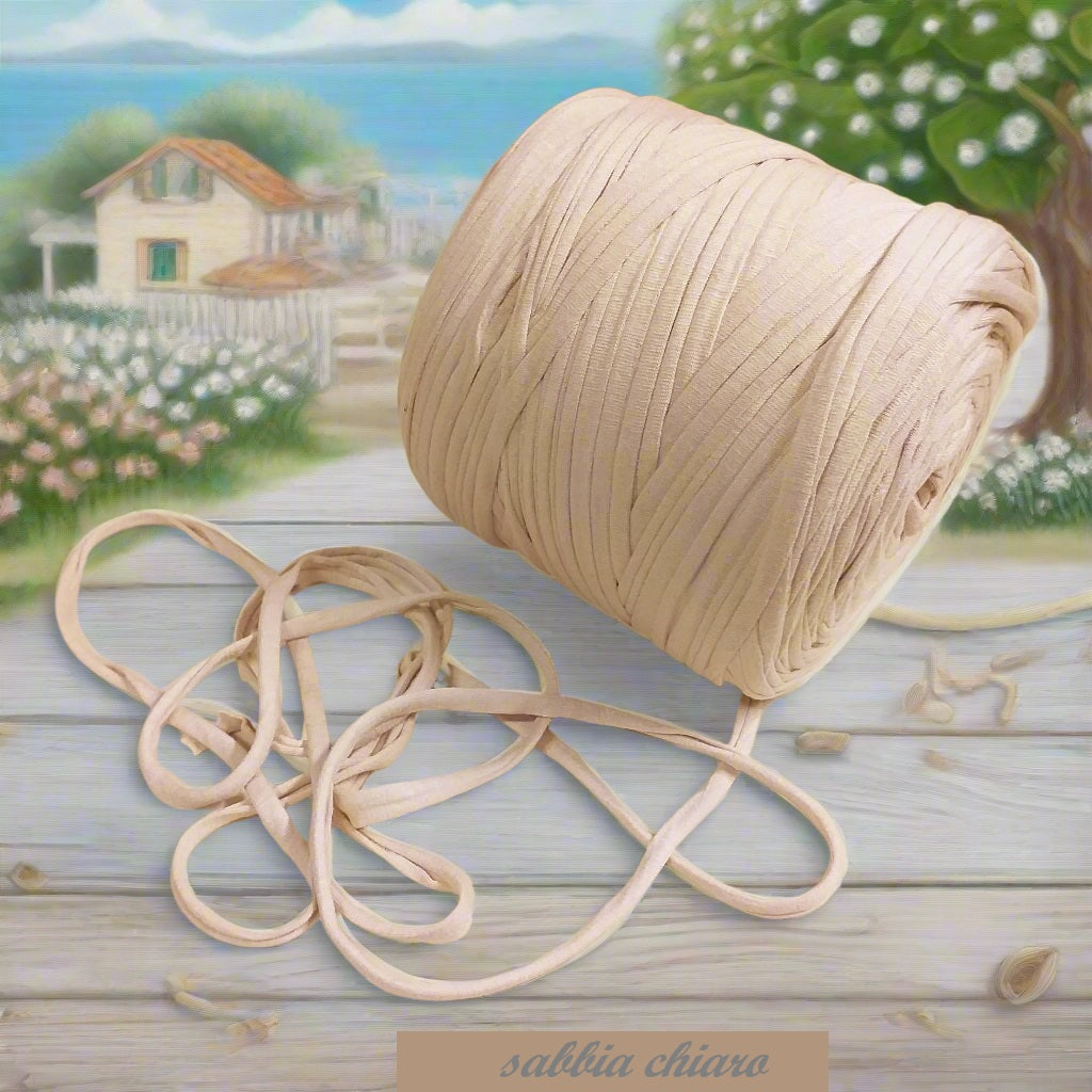 sabbia chiaro rotolo fettuccia uncinetto borse elastica cotone uso pochette clutch bags cestini culle neonati pelosetti abbigliamento inverno scaldacollo collane