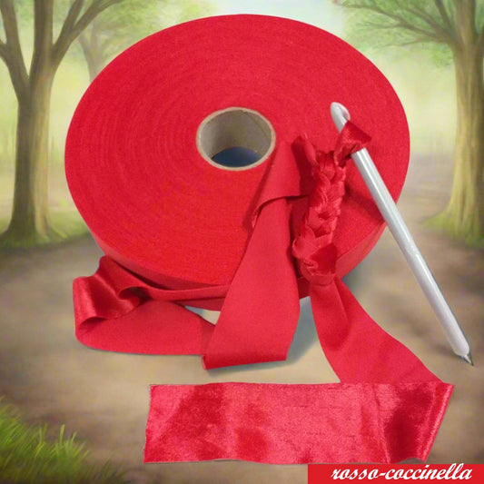 maglina rosso-coccinella velvet crochet fettuccia velluto per borse uncinetto pizza per clutch bags pochette cerimonia San Valentino eleganti borsette