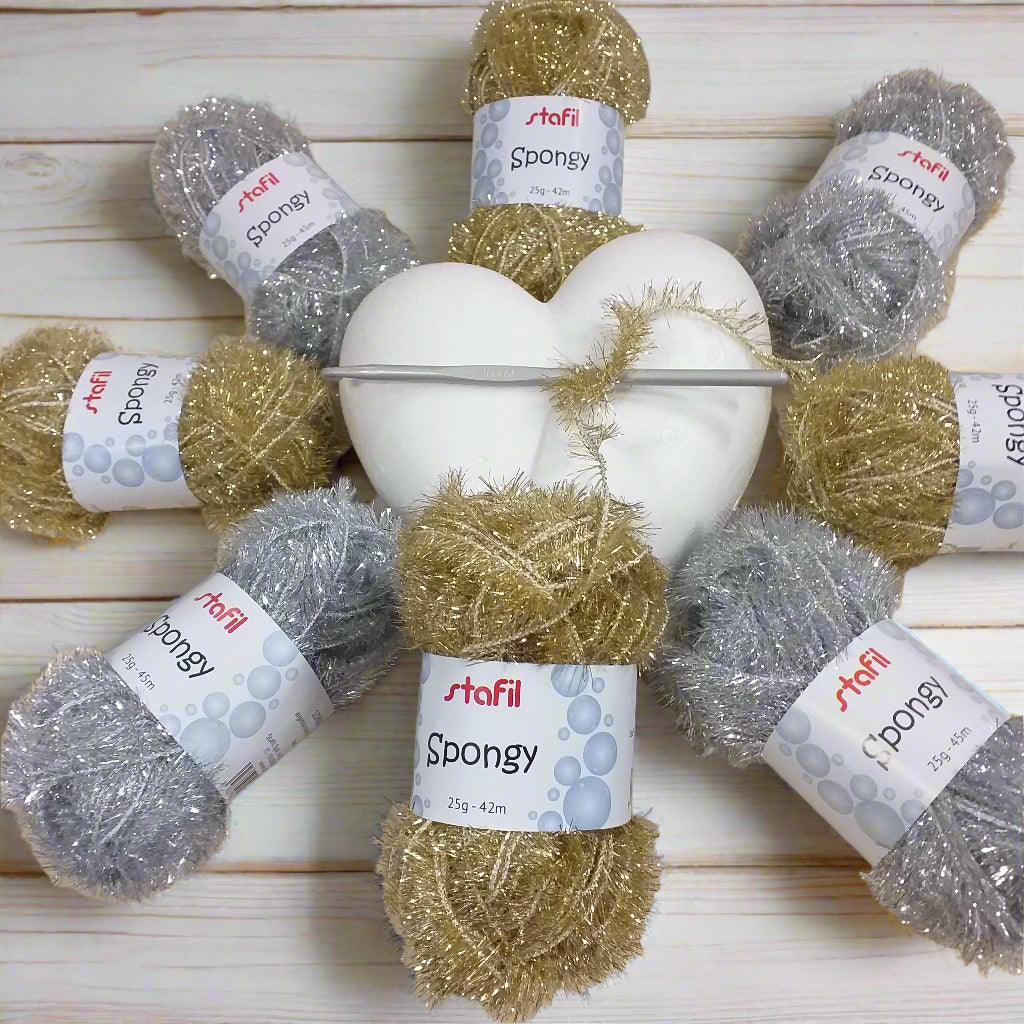 Simil lurex lamè filato spugna lana maglia uncinetto colori Spongy