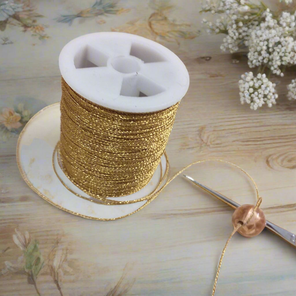 come infilare le perle con filo lurex per uncinetto colore oro dorato filato sottile collane gioielli perline bijoux di bigiotteria fai da te lamè metallizzato poliestere morbido