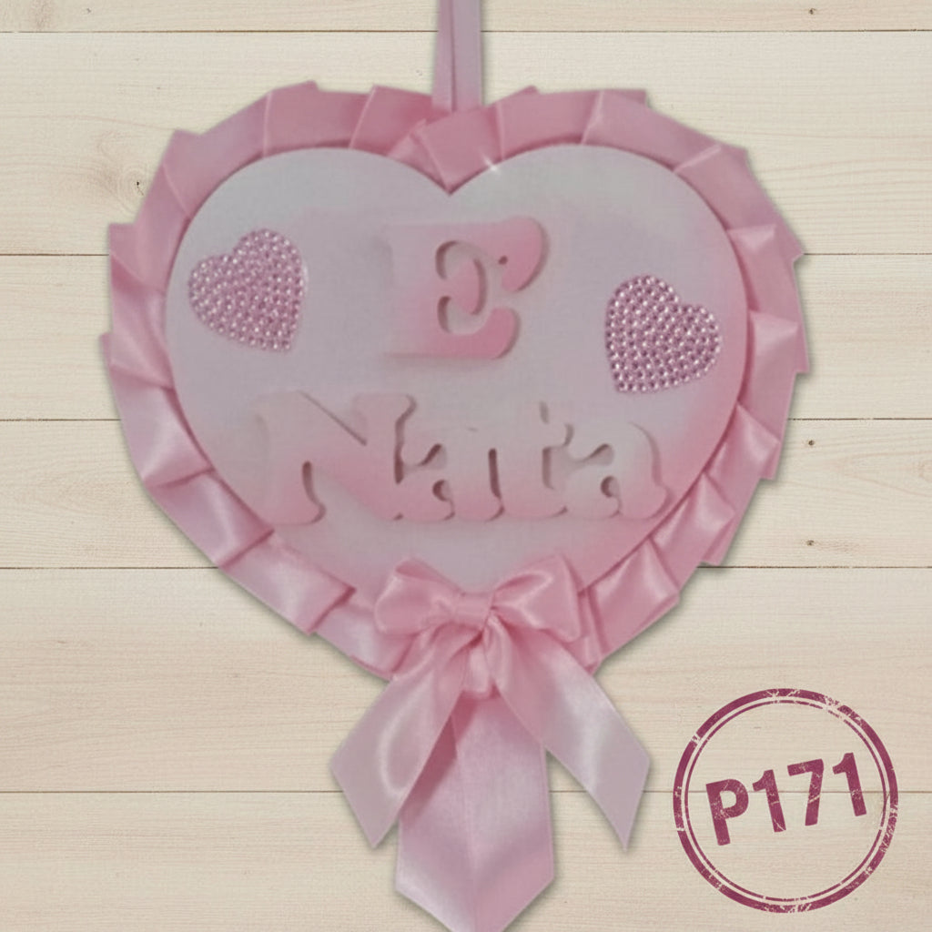 cuore rosa legno nastro è nata coccarda grande fiocco da nascita originale da esterno