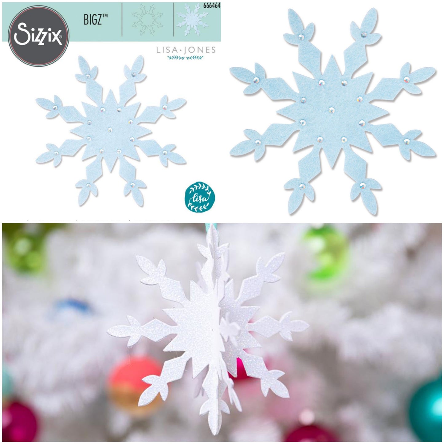 lisa jones 666464 fiocco di neve fustella sizzix bigz adatta per tagliare decorazioni albero natale di feltro fommy gomma crepla carta eva pannolenci snowflake ornate