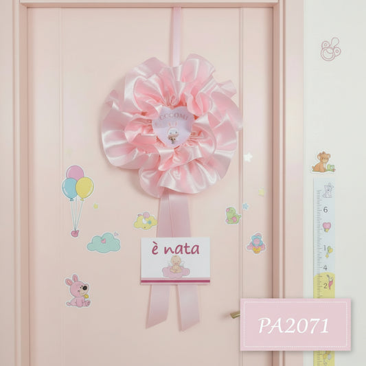 femmina rosa è nata pupazzetto neonati coccarda grande fiocco da nascita originale da esterno lungo di nastro con bebè baby