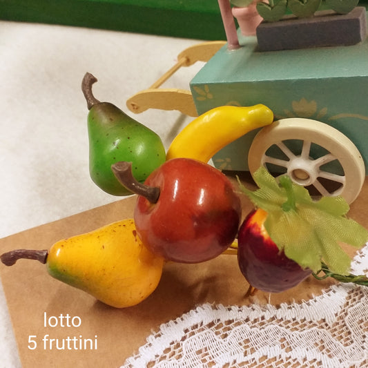 fragola mela pera banana pick miniatura su filo di ferro frutta finta artificiale decorativa vendita online per addobbi Natale centrotavola bomboniere composizioni pasquali