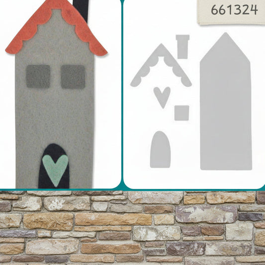 661324 stafil-sizzix fustella casetta di città villaggio porta cuoricino per costruire paesaggio Natale con feltro fommy gomma crepla