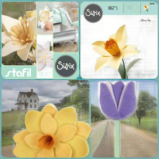 giglio lilies narciso daffodil fiori primaverili tulipano fustelle Sizzix big shot bigz large per fommy feltro pannolenci gomma crepla