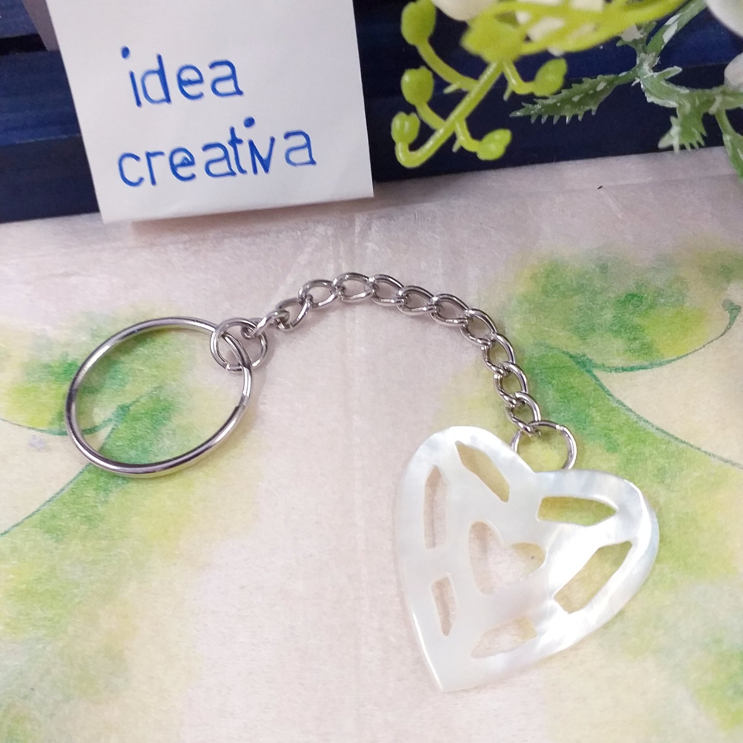idea creativa cuore conchiglia con anello apribile catenella ganci portachiavi fai da te bijoux bigiotteria di perline ricordini souvenir gadget bomboniere