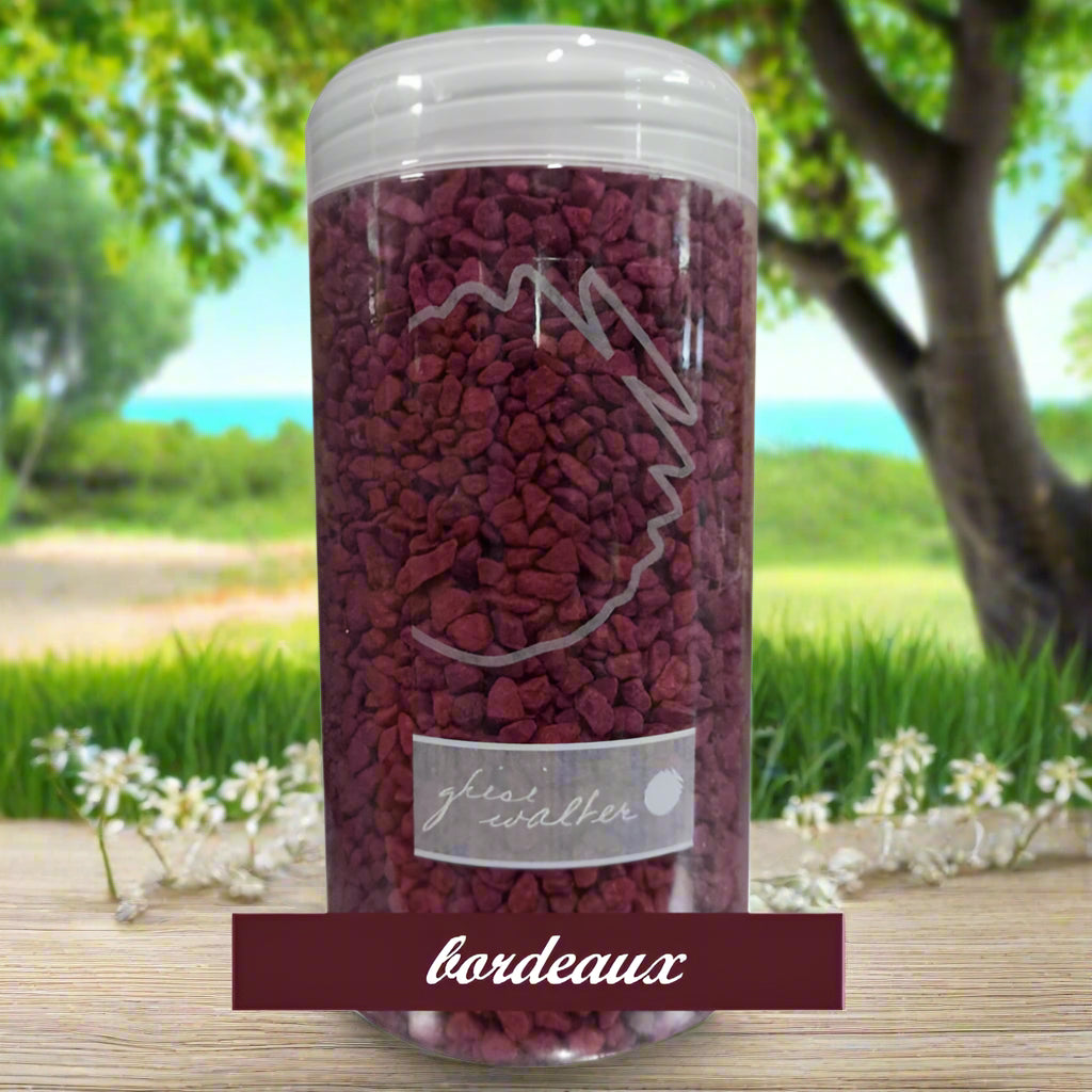 bordeaux colori sabbia decorativa ghiaia fioristi ghiaino sassi granulato uso per composizioni fiori natalizi fai da te Natale Presepe candele