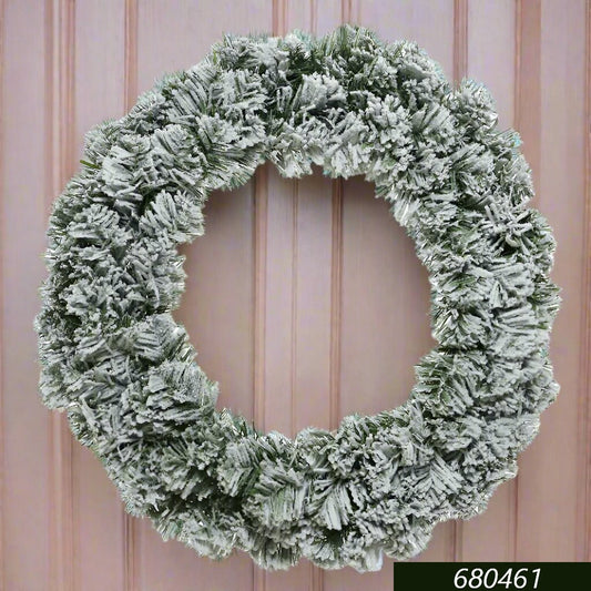 corona natalizia di abete verde innevato imbiancato imperiale grande 35 cm spessore 8 cm uso decorazioni Natale addobbi fuoriporta centrotavola dell'avvento composizioni floreali