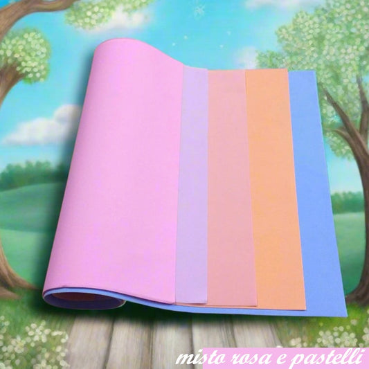 misto rosa gomma crepla colori pastello lilla albicocca azzurro assortiti fommy carta eva foam mousse uso lavoretti creativi pasquali fiori