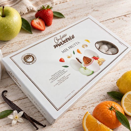 bianchi mix cioccolato bianco e mandorla cioccomandorla confetti gusti misti frutta uso confettata matrimonio battesimo cresima comunione compleanno fai da te bomboniere