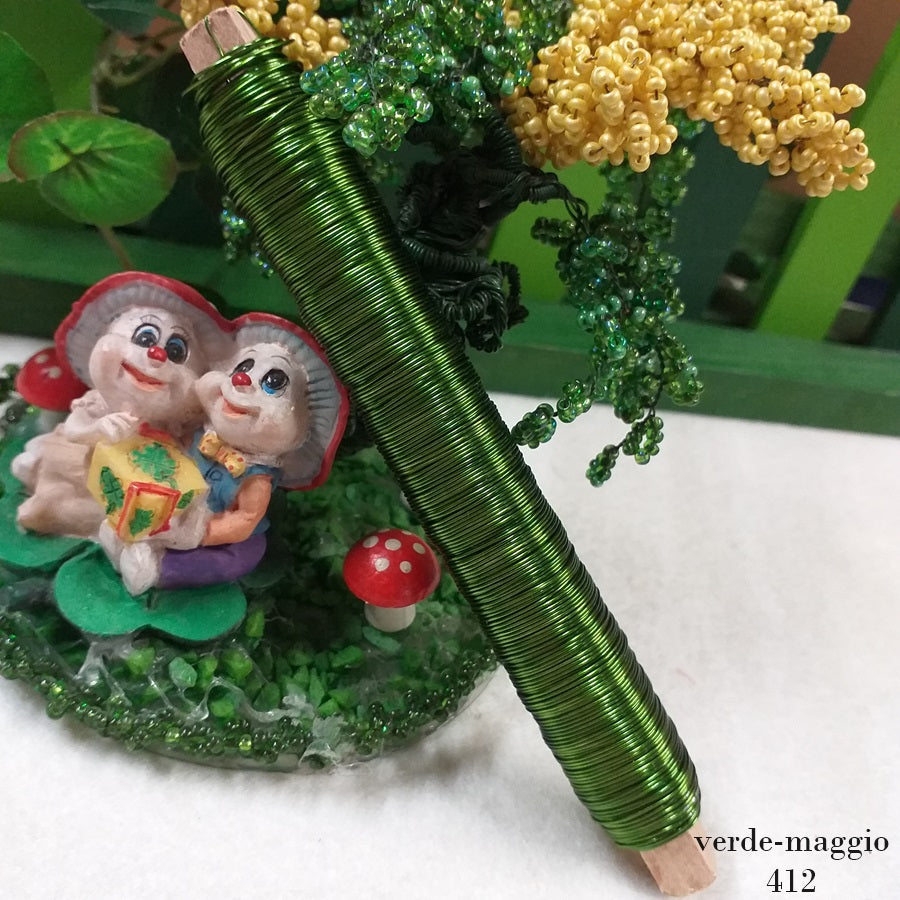 verde-maggio 412 filo rame metallico colorato metallizzato rivestito uso craft gioielli bigiotteria creazione con perline fiori decorazioni fioristi hobby-creativi vetrinistica hobbistica packaging natale