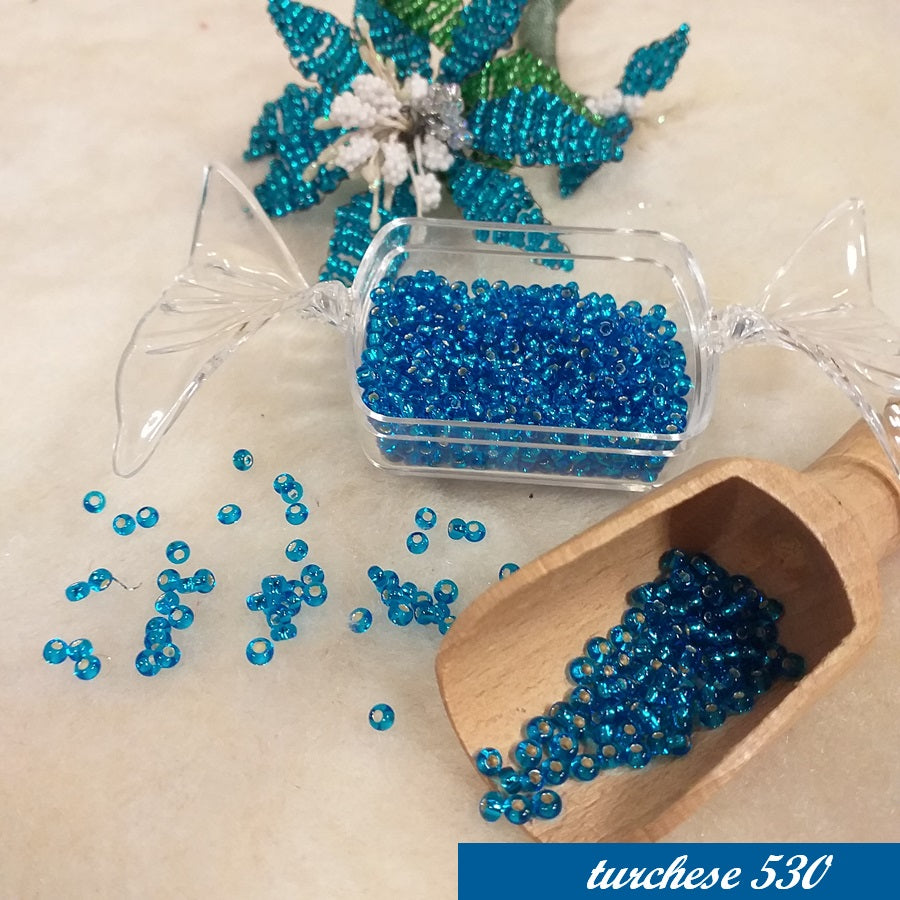 colore turchese 530 hobby perline conteria vetro argento Stafil creare fiori veneziani alberi bonsai piantine alberelli di perle rocailles beads