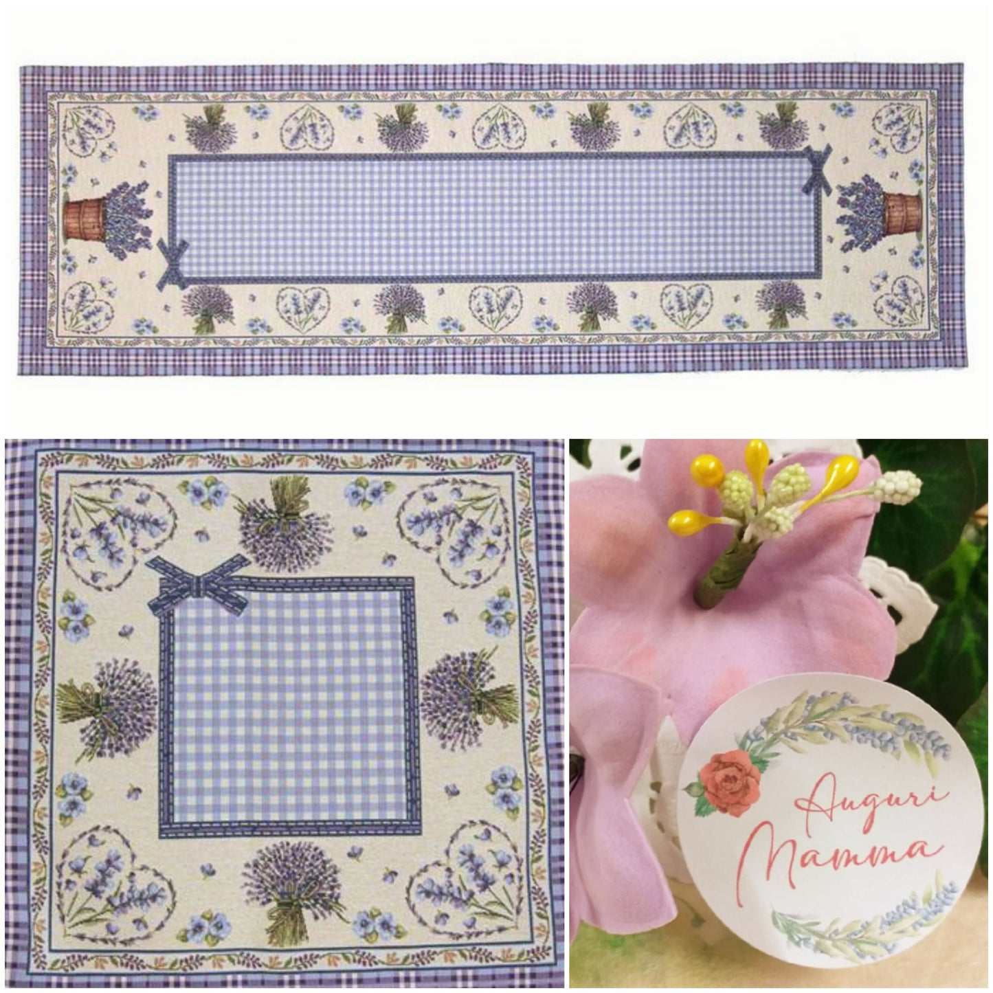 tessuto lavanda azzurro lilla scozzese stoffa tinta unita idea regalo festa della mamma runner tavola cucina cuscino federa