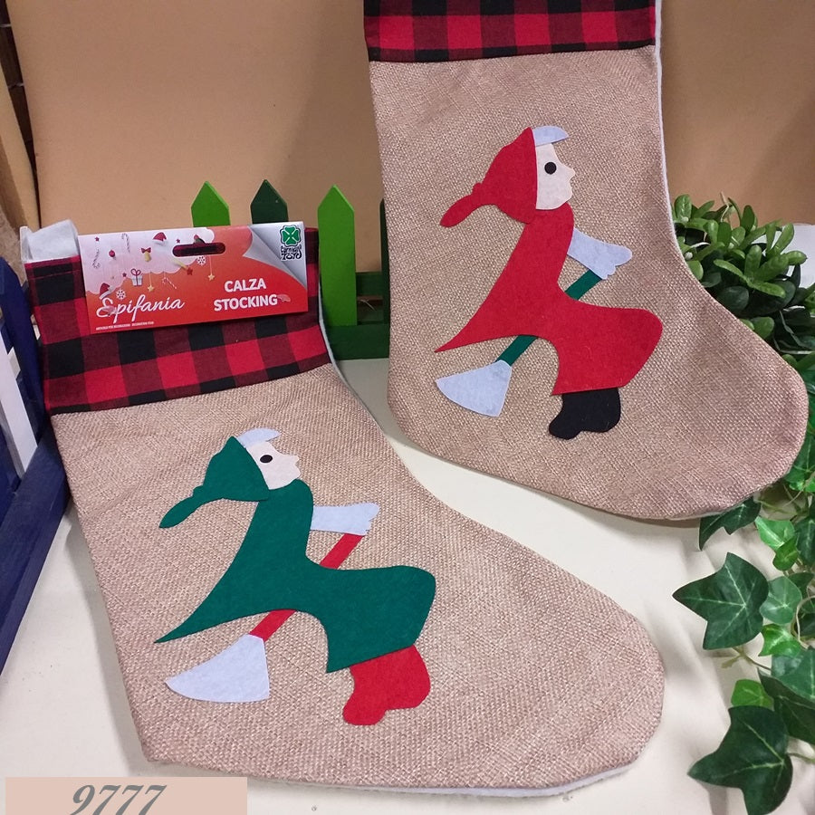calza juta scozzese befana epifania da riempire per confezionamento fai da te natale dolciumi biscotti caramelle cioccolatini pasticceria regalini ricordini souvenir