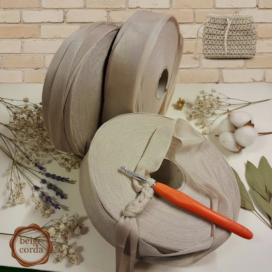 beige corda tortora shop fettuccia maglina stafil jersey borse cestini tappeti uncinetto scaldacollo collane pochette clutch bags progetti crochet e knitting