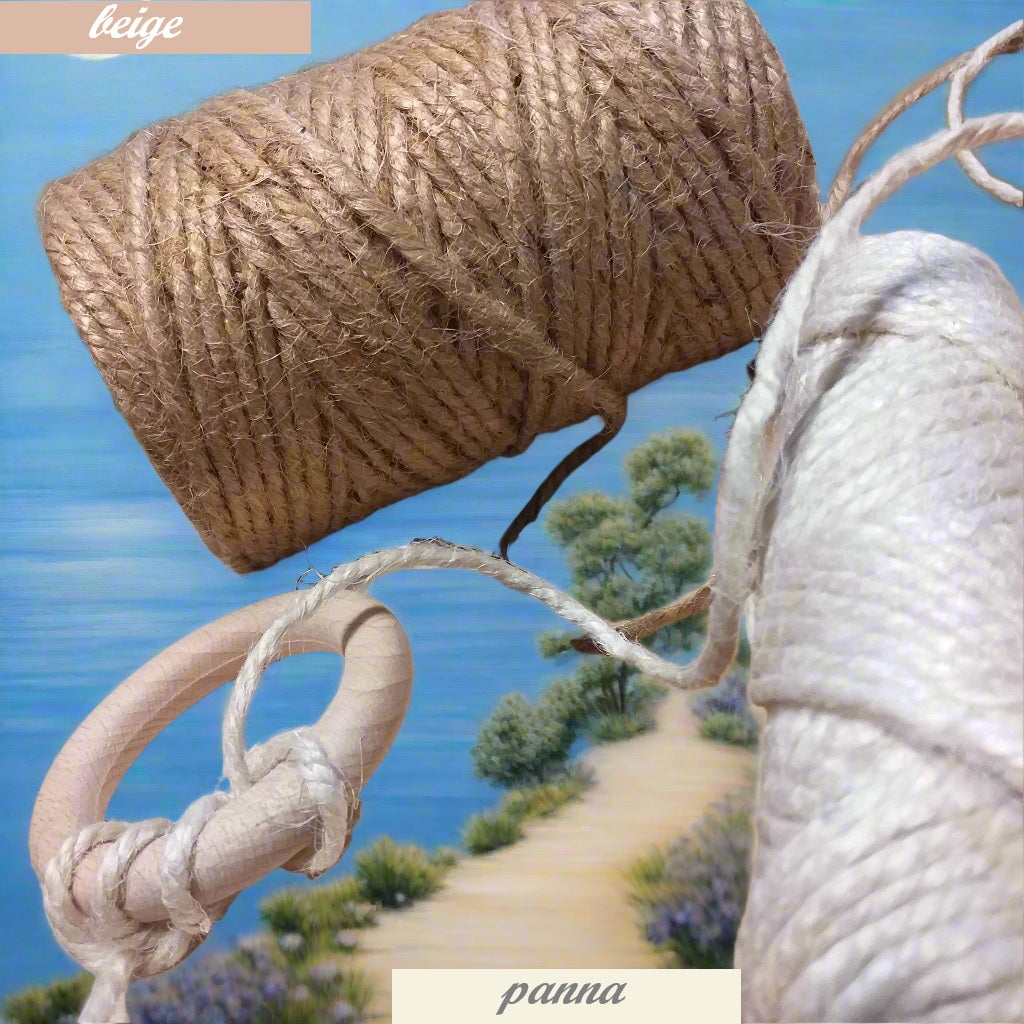beige panna corda di juta cordoncino naturale sbiancato spago uso per cordino bijoux uncinetto fai da te hobbistica bomboniere shabby chic country rustico style