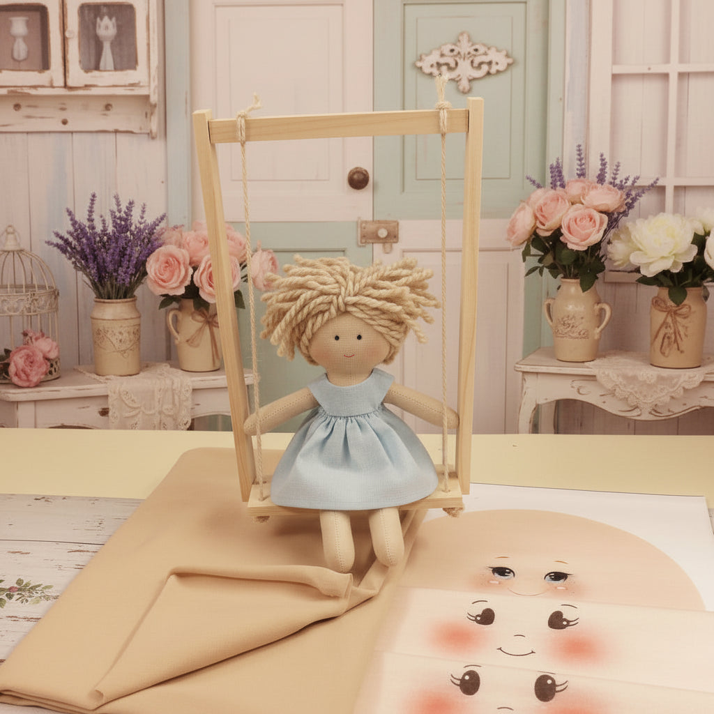 Kit fare bambola di pezza pannello viso stampato e corpo di