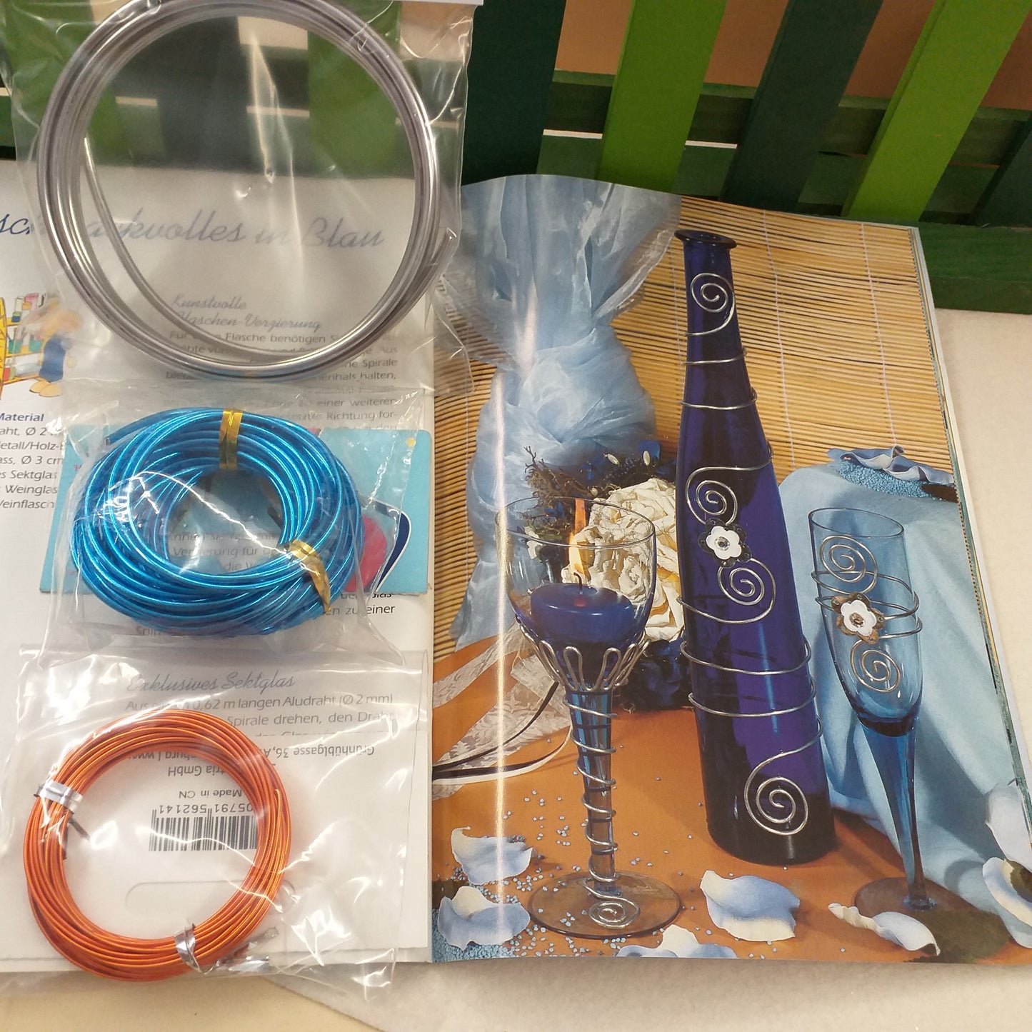 fili alluminio colore argento blu rame per kit fai da te decorazioni di perle e bigiotteria su bicchieri e bottiglia vetro