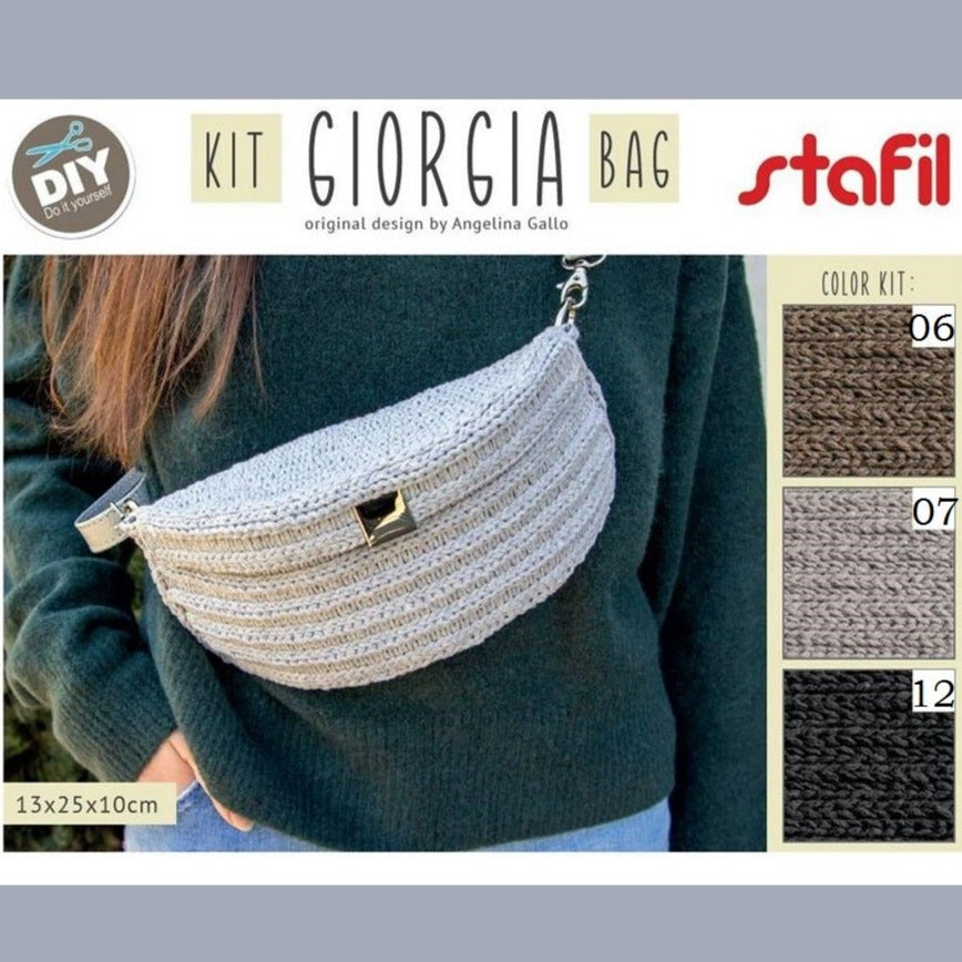 kit giorgia bag stafil diy color set marrone grigio antracite per creare fai da te borse uncinetto forma marsupio tracolla set cordino e accessori macramè