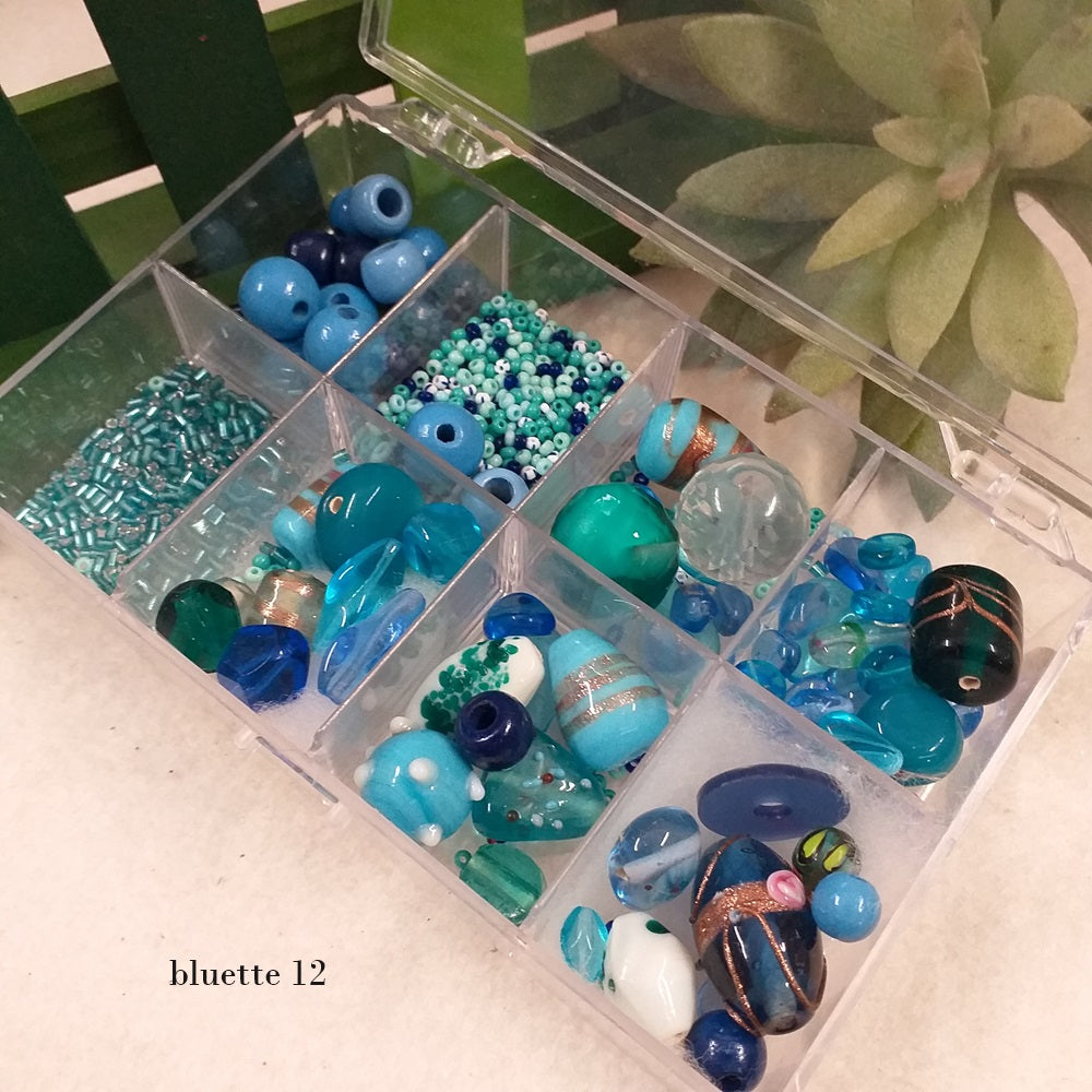 bluette murano style tipo veneziano cofanetto 8 scomparti kit perle di vetro collane hobby perline fai da te gioielli bijoux di bigiotteria conteria rocailles