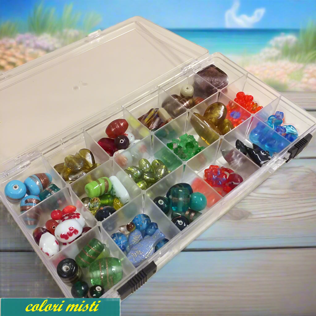 cofanetto colori misti kit perle di vetro per collane bracciali grandi piccole perline per bigiotteria fai da te bijoux gioielli materiali colorati