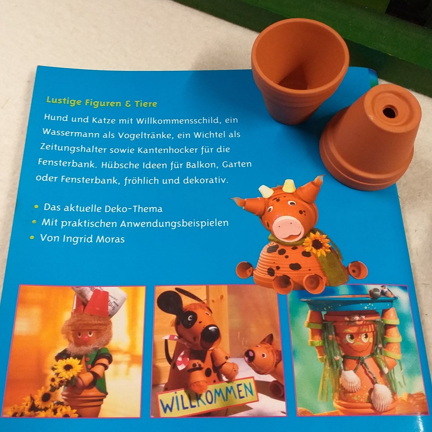 retrocopertina cartamodelli kit fai da te Figuren & Tiere mit Tontöpfen pupazzi figure e animali con vasetti terracotta gnomo del giardino di vasi tecnica lavoretti creativi facili pasquali per bambini con miniature di coccio