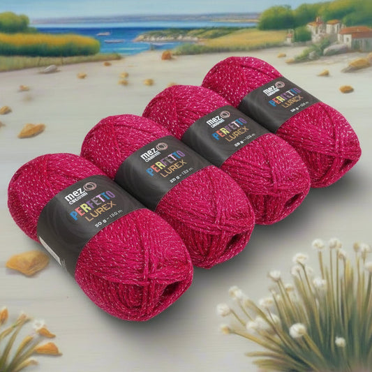 Mez cucirini Perfetto lurex filato lana lamè 50 g 130 metri rosso uso filo uncinetto ferri da maglia per calza amigurumi berretti cappelli maglia maglione gilet cappotto copertine decorazioni natalizie
