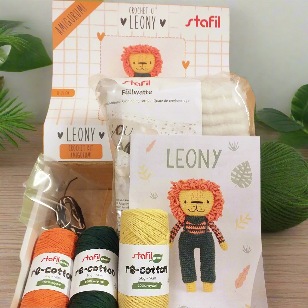 kit italiano fai da te pupazzo bambola leony leoncino amigurumi crochet istruzioni per principianti