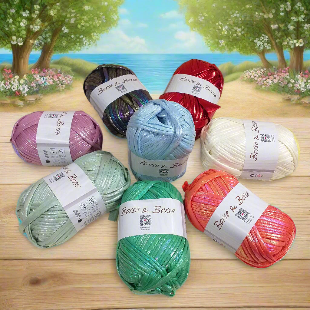 colori cangianti madreperlati shop Borse & Borse fettuccia lycra laminata metallizzata lamè lurex iridescente gomitoli ISPE 100 grammi uso uncinetto ferri da maglia pochette clutch bags portamonete portaocchiali