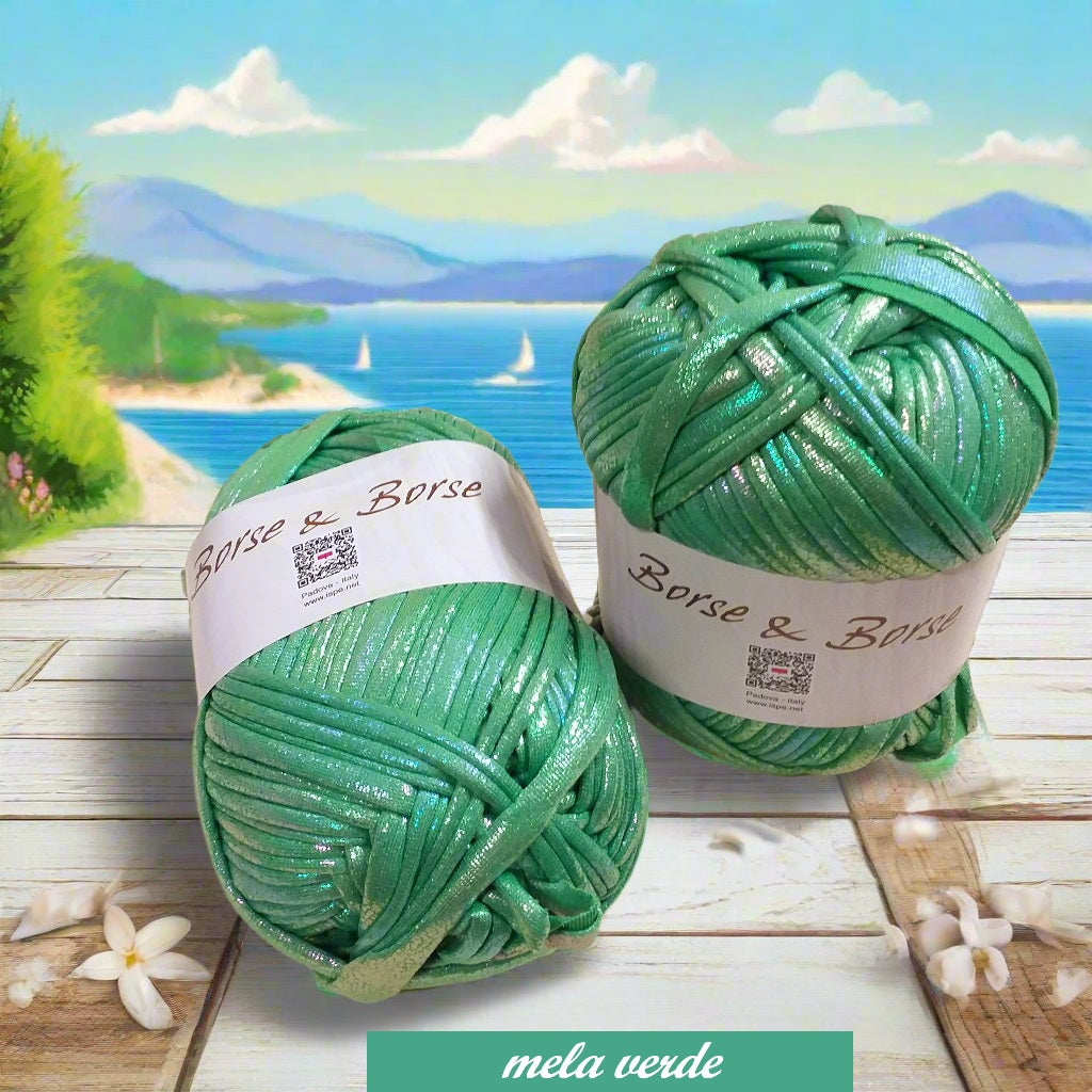 4 colori e cangianti lycra metallizzata fettuccia borse uncinetto