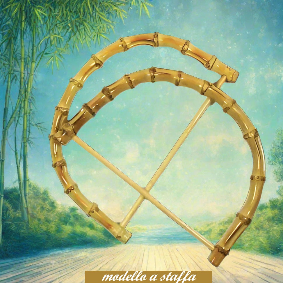 modello a staffa arco con bacchetta materiale bamboo bambù coppia manici maniglie per borse uncinetto juta tessuto artigianali fatte a mano
