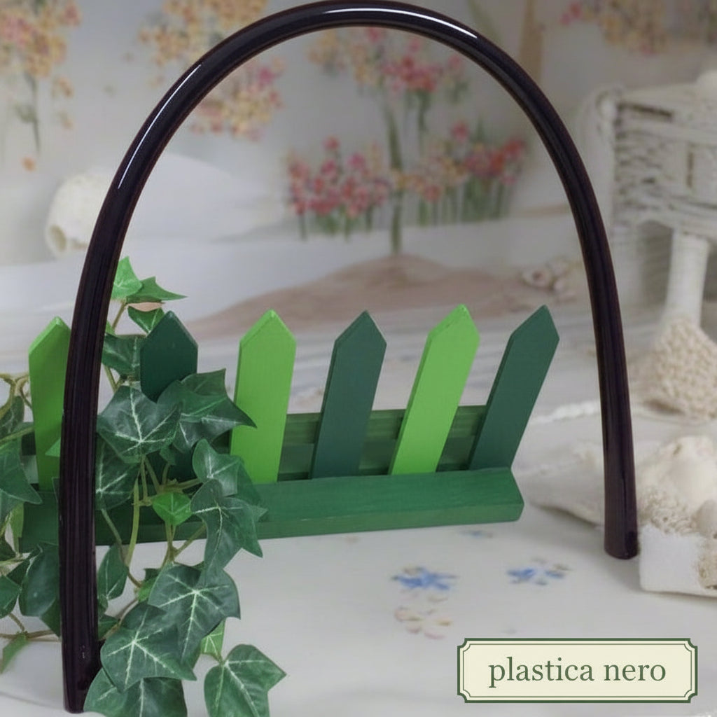 manici di plastica colore nero economici arco con foro per facile aggancio borse artigianali uncinetto uso lavorazione rafia fettuccia macramè corda cordino thai cordoncino lana filato juta estivo