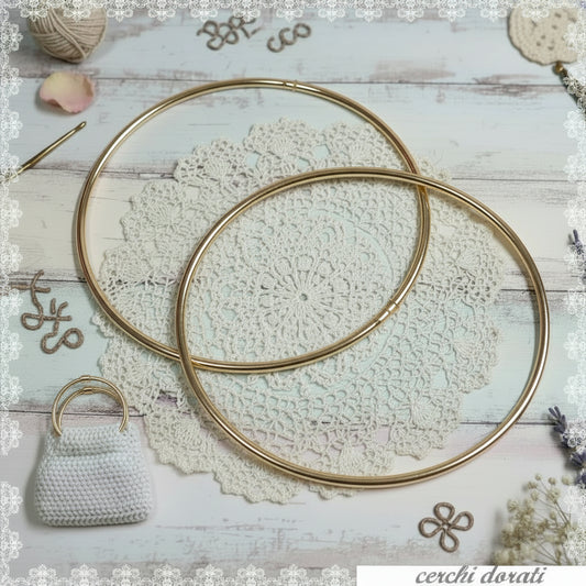 anelloni cerchi dorati manici ottone metallo colore oro per borse di fettuccia uncinetto artigianali fai da te di stoffa tessuto