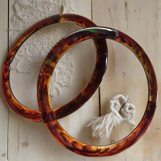 shop online cerchi rotondi manici per borse fatte a mano artigianali uncinetto di fettuccia corda stoffa tessuto colore marrone tartaruga