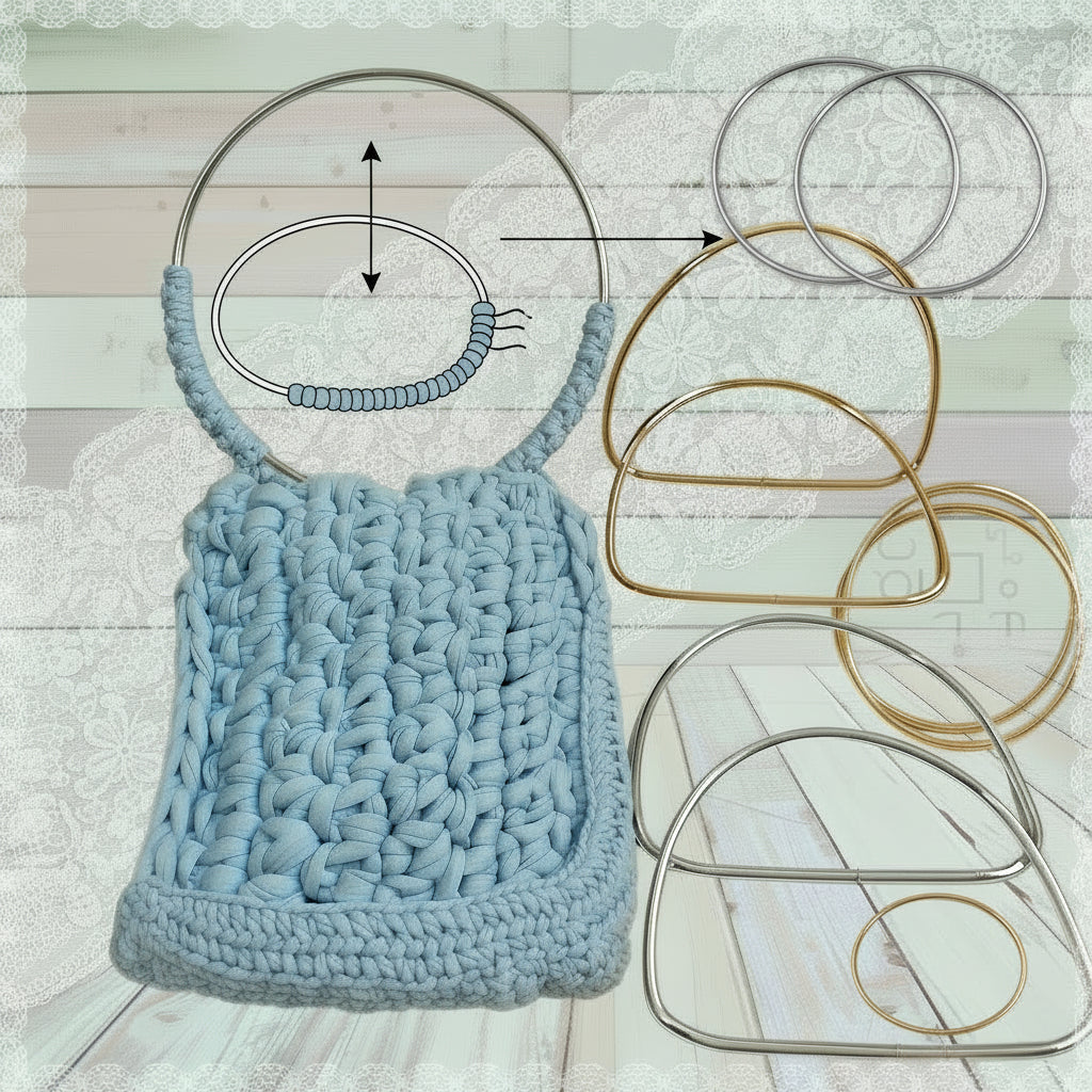 Cerchi arco a D manici metallo rotondi per borse uncinetto