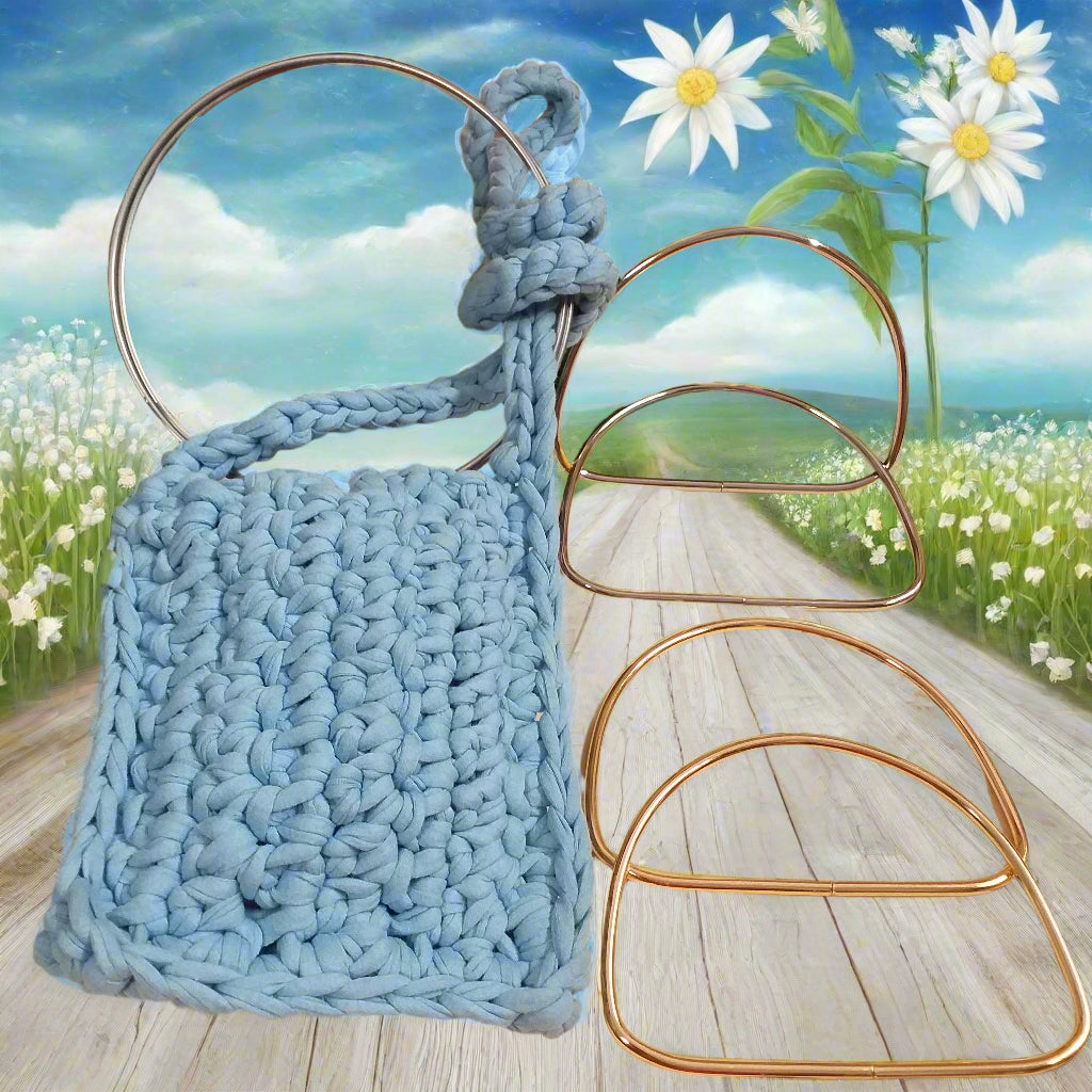 vetrina manici metallo cerchio, arco a D, coppia maniglie colore argento dorato, anelli rotondi rigidi ferro idea fai da te borse artigianali uncinetto corda cordino fettuccia