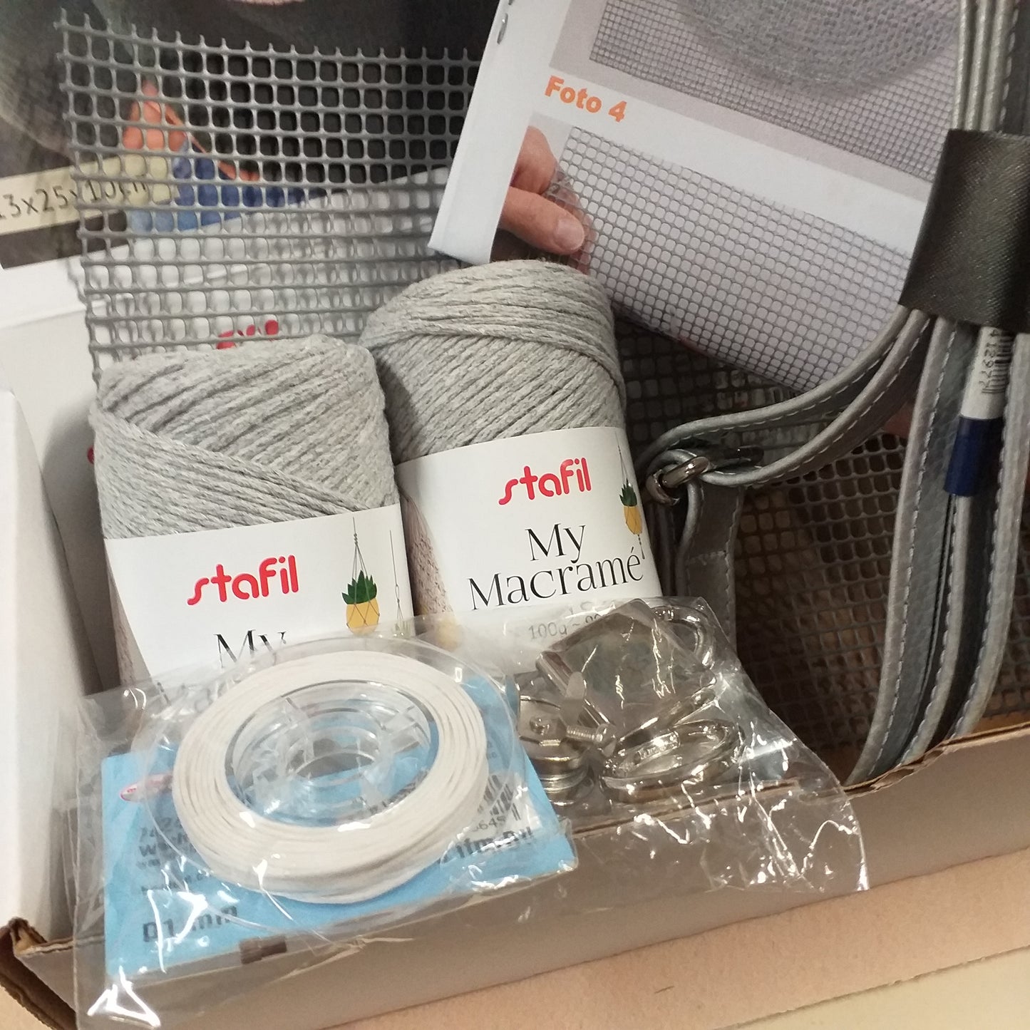 rete canvas di plastica istruzioni tracolla ecopelle cordino macramè stafil grigio pietra cordoncino cerato minuterie di chiusura del marsupio