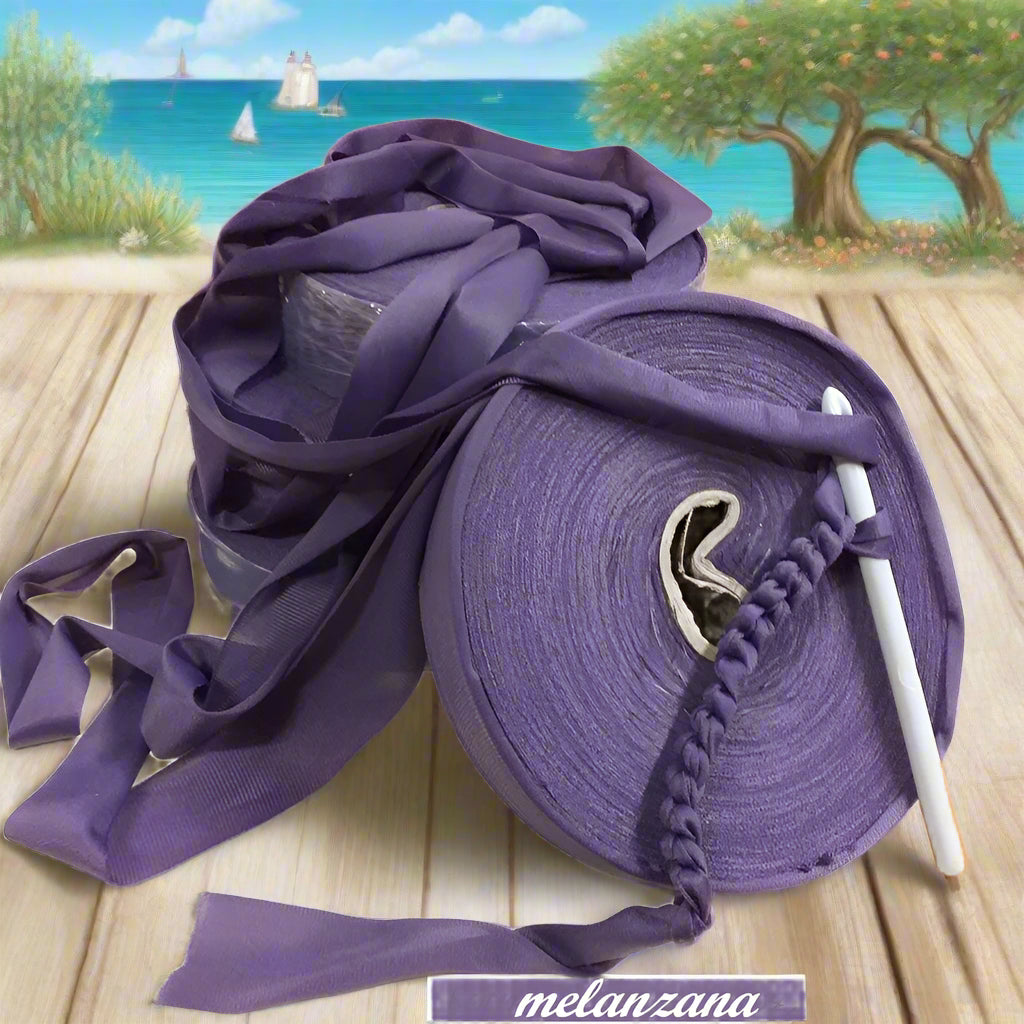 melanzana viola shop offerta vendita fettuccia stafil maglina jersey poliammide lycra soft-elastica colori moda 2025 alta pizza larga piatta 4 cm uso borse uncinetto clutch bags crochet amigurumi cestini
