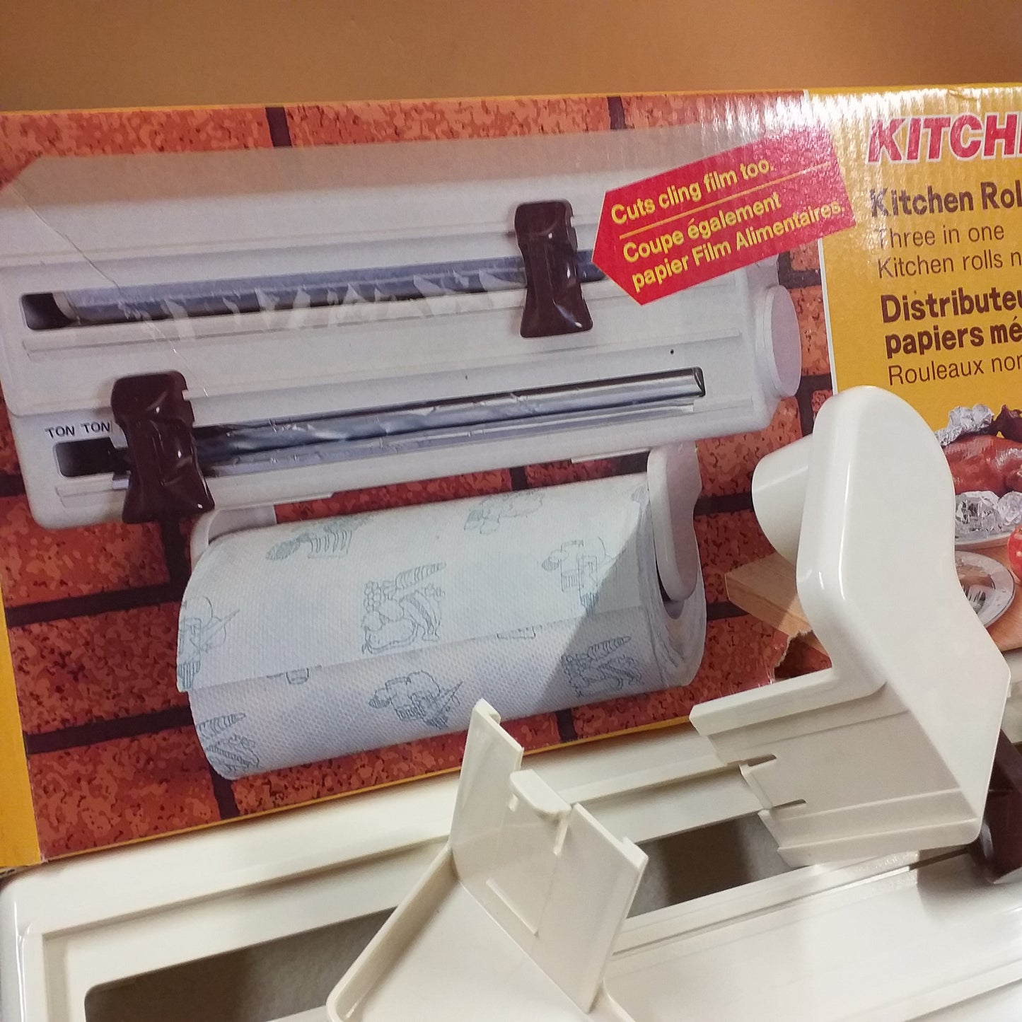 confezione mensola portarotoli da muro per cucina in plastica distributore dispenser carta alluminio pellicola