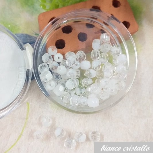 cristallo bianco mezzi cristalli sfaccettati perline collane e bigiotteria offerta perle 4 mm uso intreccio tessitura animaletti orecchini anelli bracciali amicizia
