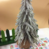 base sacco juta 35 cm mini albero di Natale artificiale trentino piccolo da tavolo abete innevato miniature in pino per Presepe uso alberino decorazioni natalizie addobbi vetrine
